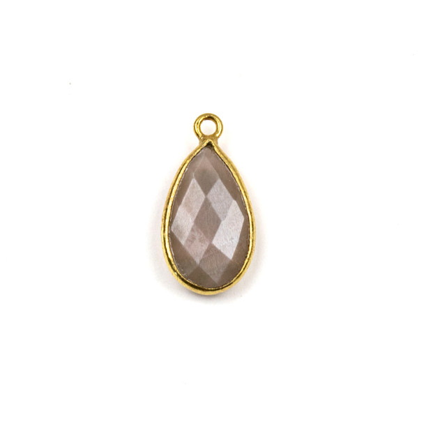 Mystic Moonstone approximately 9x18mm Teardrop Drop with a Gold Plated Brass Bezel - 1 per bag