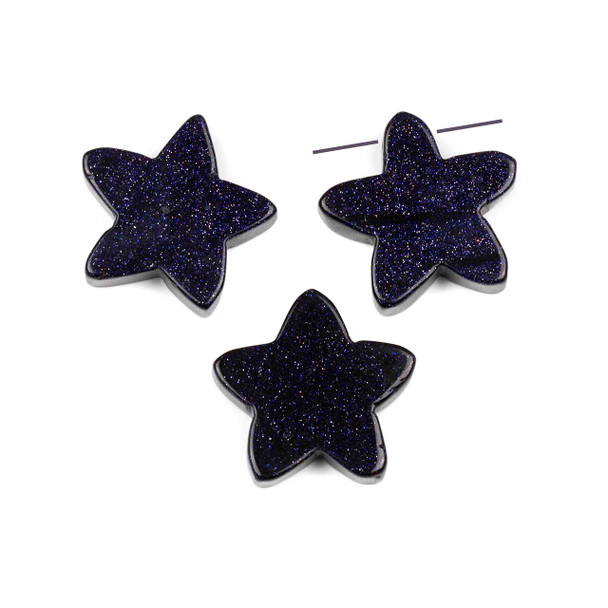 Blue Goldstone 25x26mm Top Drilled Star Pendant - 1 per bag