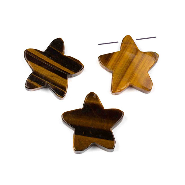 Yellow Tigereye 25x26mm Top Drilled Star Pendant - 1 per bag