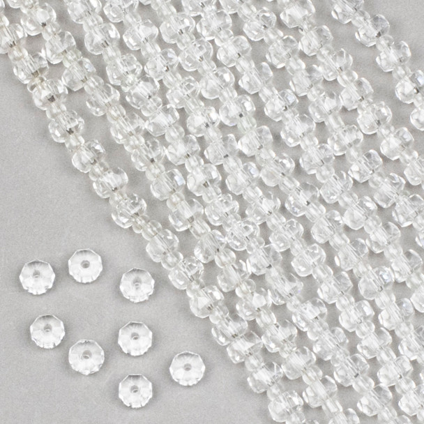 Crystal 4x6mm Clear Faceted Heishi Beads - 16 inch strand