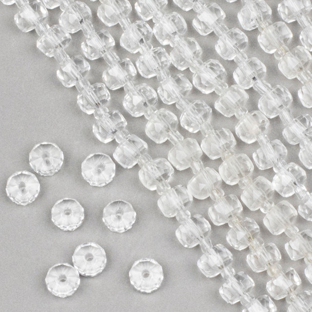 Crystal 5x8mm Clear Faceted Heishi Beads - 16 inch strand