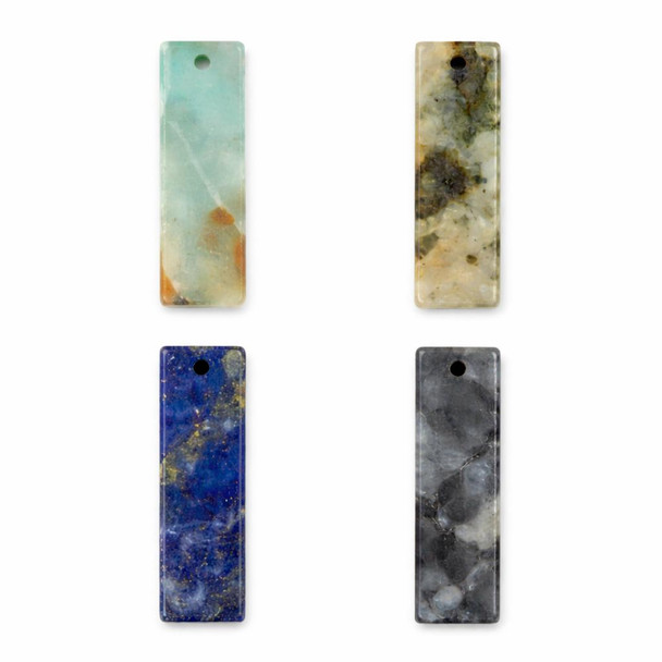 Cherry Tree Beads Gemstone 9x35mm Top Front to Back Drilled Rectangle Pendant - 1 per bag 