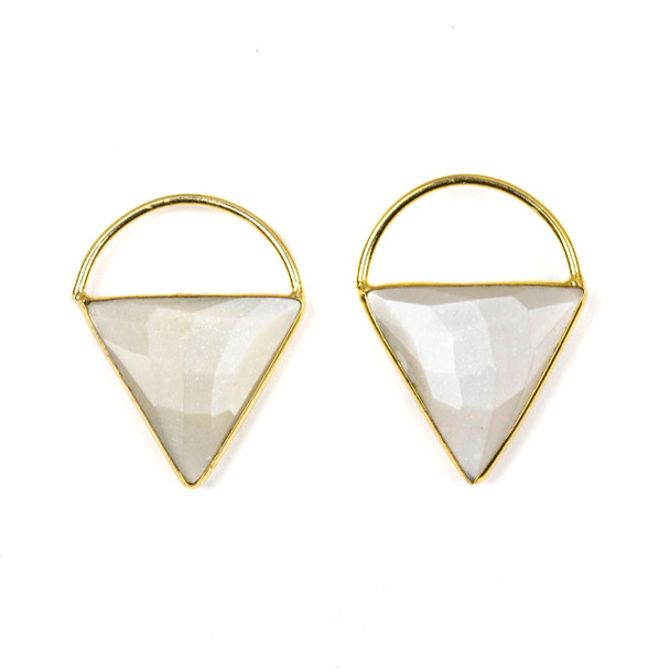 Cherry Tree Beads Gray Moonstone 24x33mm Triangle Component with a Gold Plated Bezel and Hoop - 1 pair/2 per bag 