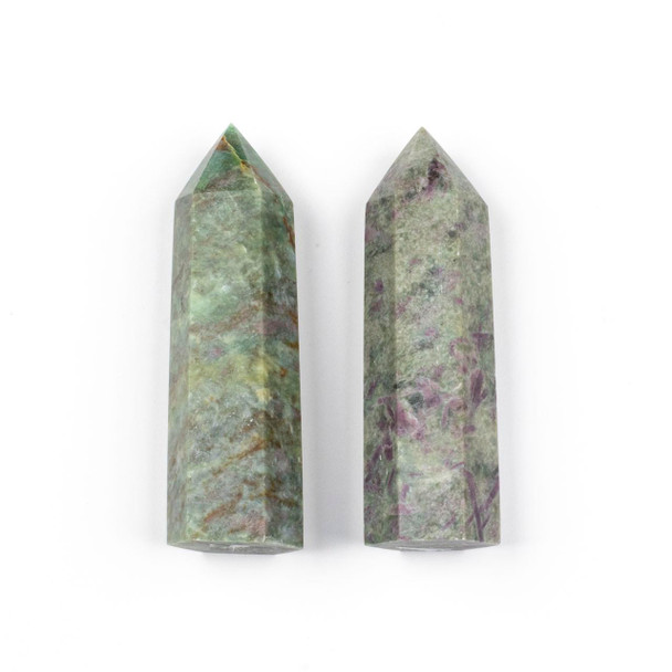 Cherry Tree Beads Ruby Zoisite Crystal Point Tower - approx. 3.5 inches, 1 piece 