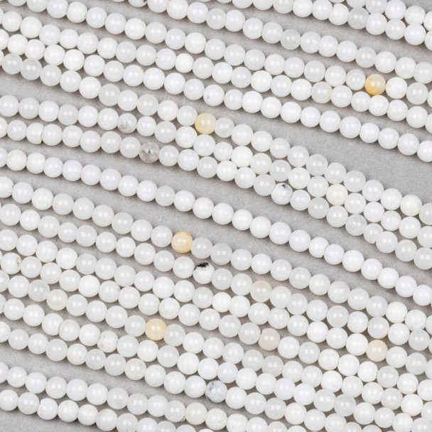 White Jade 3mm Round Beads - 15 inch strand