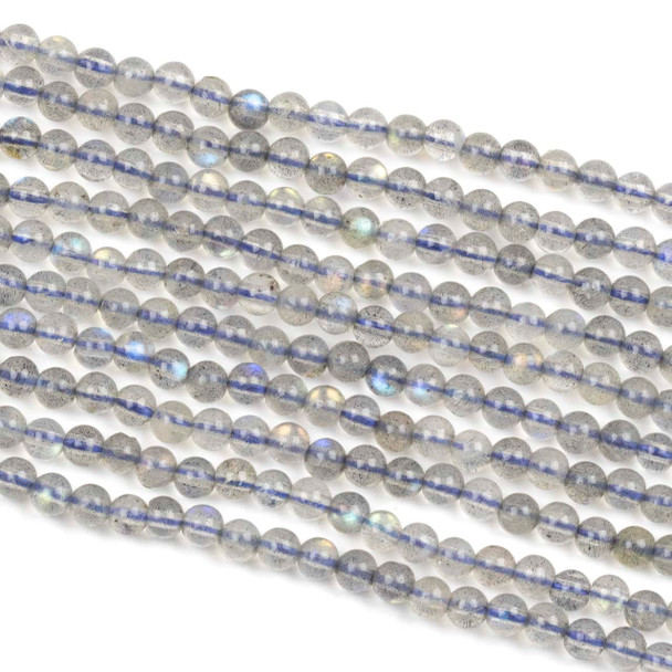 Blue Labradorite 3mm Round Beads - 15 inch strand