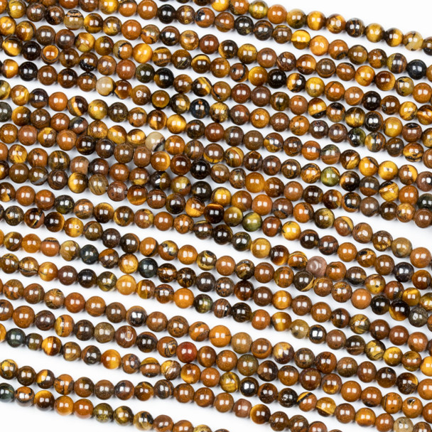 Yellow Tigereye 3mm Round Beads - 15 inch strand