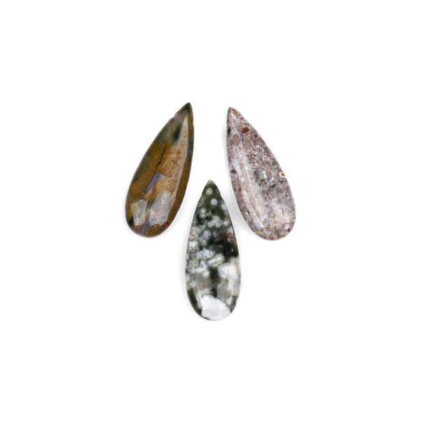 Ocean Jasper 12x32mm Top Drilled Teardrop Pendant - 1 per bag