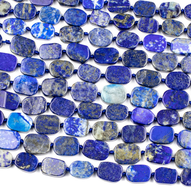 Lapis 12x17mm Irregular Oval Beads - 16 inch knotted strand