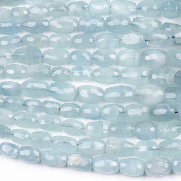 Aquamarine 8x10-15x20mm Tube/Barrel Beads - 17 inch strand