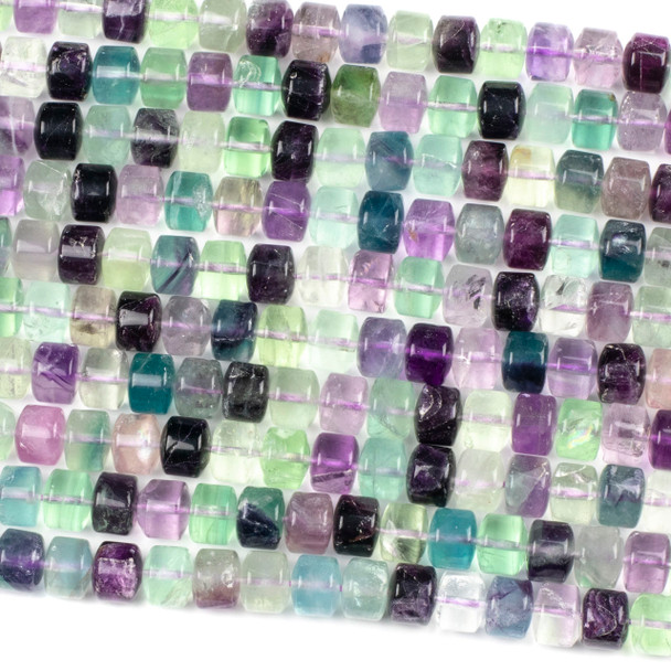 Rainbow Fluorite 8x10mm Tube Beads - 16 inch strand