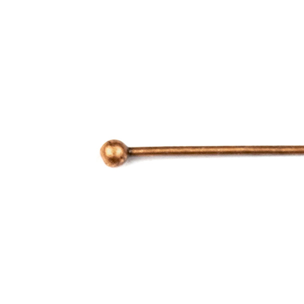 Vintage Copper Plated Brass 3 inch, 20g Headpins/Ballpins with a 2mm Ball - 100 per bag