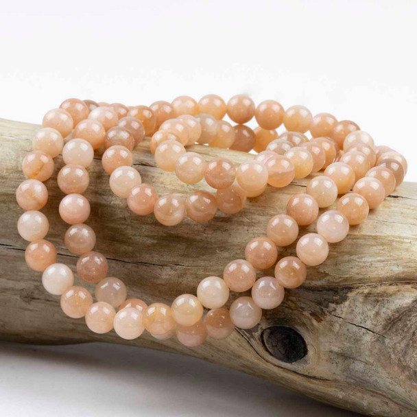 Cherry Tree Beads Peach Moonstone 6mm Mala Round Beads - 115 beads per strand 