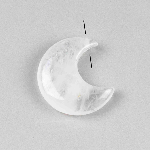 Cherry Tree Beads Clear Quartz 27x30mm Top Drilled Crescent Moon Pendant - 1 per bag 