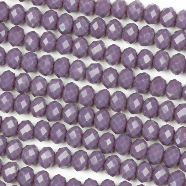 Crystal 4x6mm Opaque Thistle Purple Rondelle Beads - Approx. 15.5 inch strand