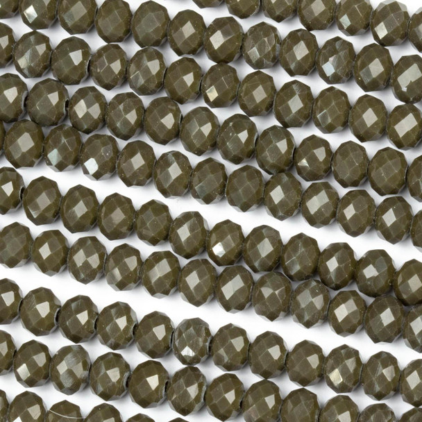 Cherry Tree Beads Crystal 4x6mm Opaque Deep Army Green Rondelle Beads - Approx. 15.5 inch strand 