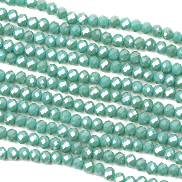 Crystal 3x4mm Opaque Island Blue Rondelle Beads - Approx. 15 inch strand