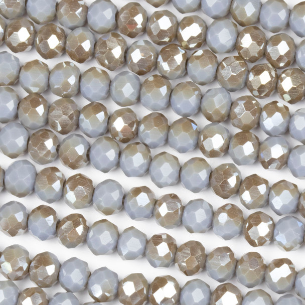 Crystal 4x6mm Opaque Taupe Kissed Stormy Grey Rondelle Beads with a Silver AB finish - Approx. 15.5 inch strand