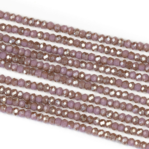 Crystal 2x2mm Opaque Taupe Kissed Hyacinth Rondelle Beads - Approx. 15.5 inch strand