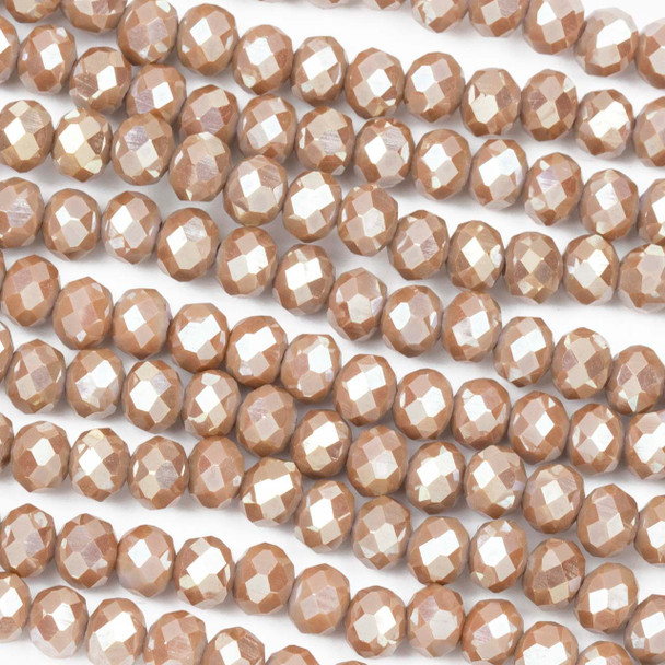 Crystal 4x6mm Opaque Vintage Rose Rondelle Beads with a Silver AB finish - Approx. 15.5 inch strand