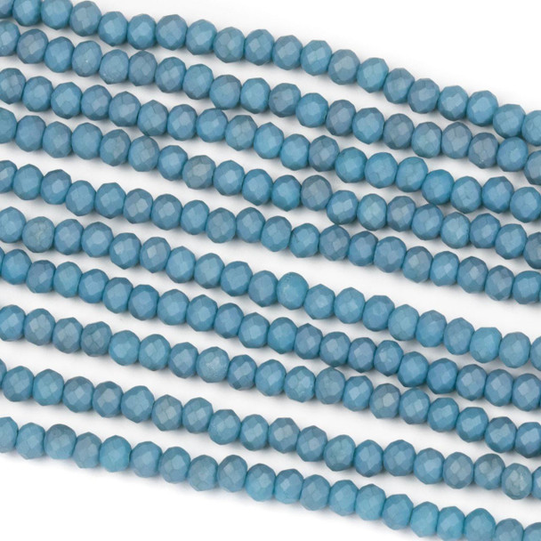 Cherry Tree Beads Crystal 2x3mm Opaque Matte Lakeside Blue Rondelle Beads - Approx. 15.5 inch strand 