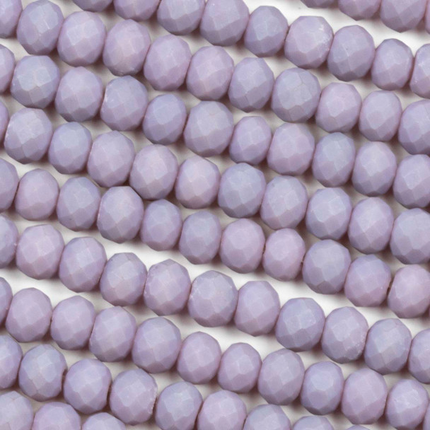 Crystal 4x6mm Opaque Matte Wisteria Purple Rondelle Beads - Approx. 15.5 inch strand