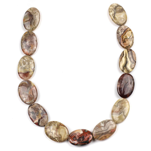 Cherry Tree Beads Laguna Lace Agate 20x30mm Oval Beads - 16 inch strand 