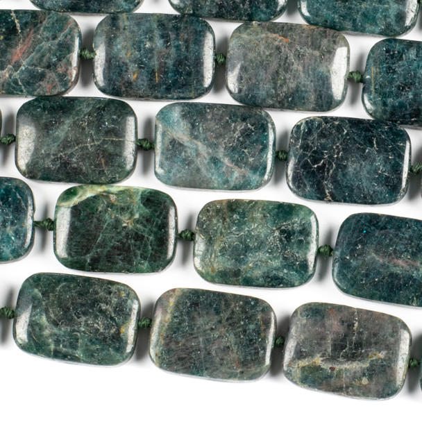 Brazilian Apatite 18x25mm Rectangle Beads - 16 inch knotted strand
