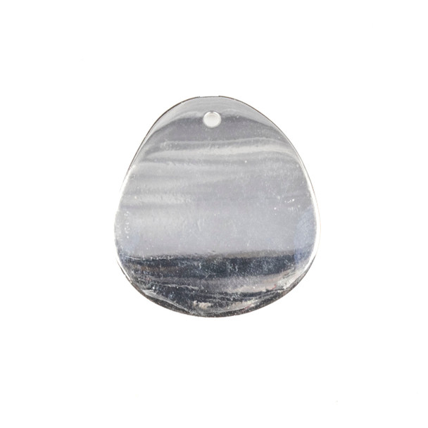 Coated Silver Plated Brass 24x27mm Concave Rounded Teardrop Drop Components - 6 per bag - CTBYH-003sc