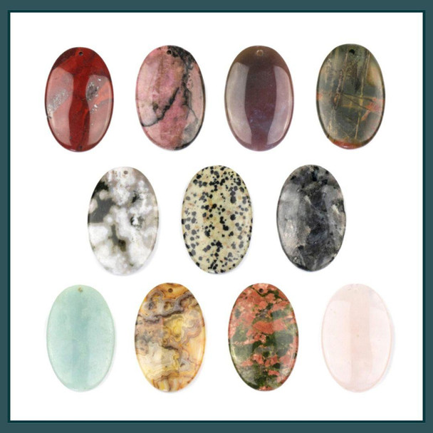 Cherry Tree Beads Gemstone 25x40mm Top Front to Back Drilled Oval Pendant - 1 per bag 