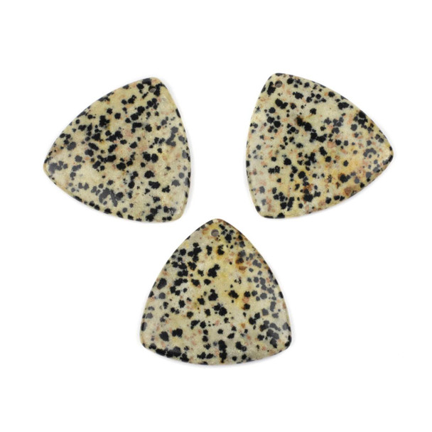 Cherry Tree Beads Dalmatian Jasper 35mm Top Front to Back Drilled Puff Triangle Pendant - 1 per bag 
