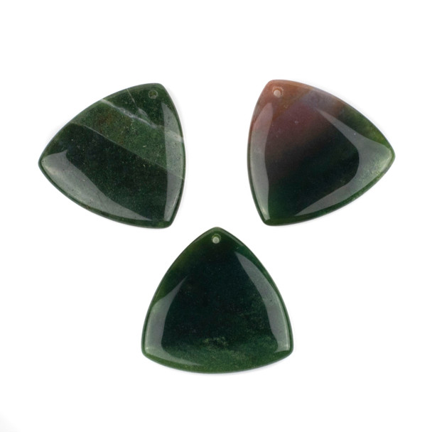 Fancy Jasper 35mm Top Front to Back Drilled Puff Triangle Pendant - 1 per bag