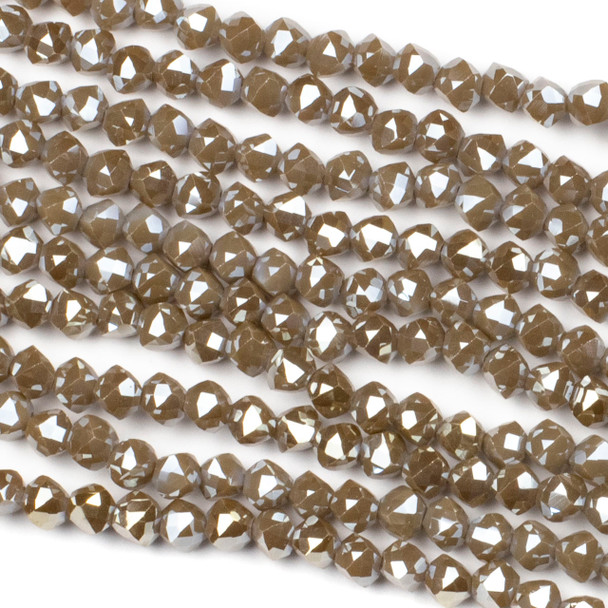 Crystal 6mm Faceted Star Cut Beads - Opaque Chocolate Brown, 16 inch strand