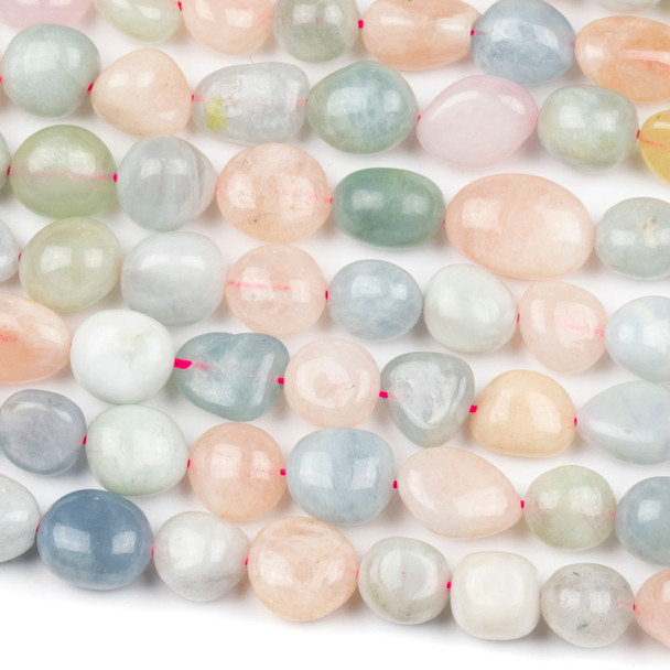 Morganite 10x12mm Pebble Beads - 16 inch strand