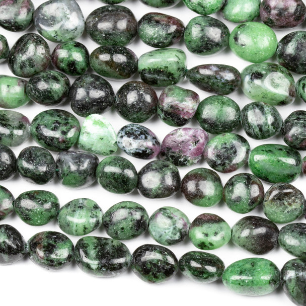 Ruby Zoisite 10x14mm Pebble Beads - 16 inch strand