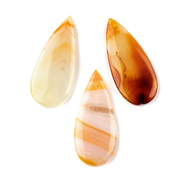 Orange and White Agate 20x45mm Top Front to Back Drilled Teardrop Pendant - 1 per bag