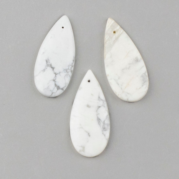 Howlite 20x45mm Top Front to Back Drilled Teardrop Pendant - 1 per bag
