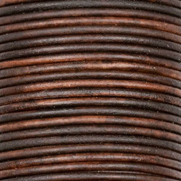 1.5mm Antique Dark Brown Leather Cord - #407, 25 meter spool