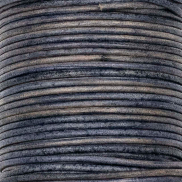 1.5mm Antique Dark Grey Leather Cord - #479, 25 meter spool