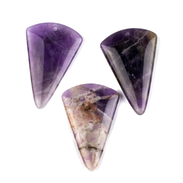 Amethyst 28x42mm Top Front to Back Drilled Inverted Triangle Pendant - 1 per bag