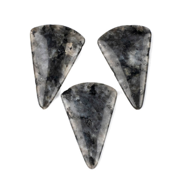 Black Labradorite/Larvikite 28x42mm Top Front to Back Drilled Inverted Triangle Pendant - 1 per bag