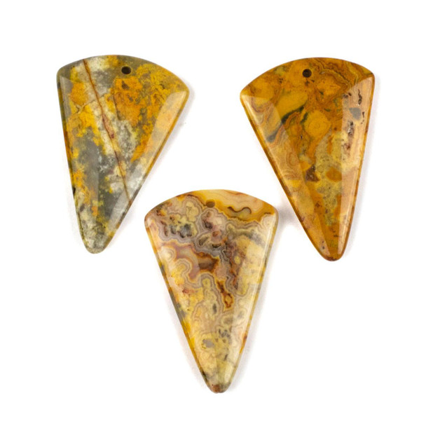 Cherry Tree Beads Crazy Lace Agate 28x42mm Top Front to Back Drilled Inverted Triangle Pendant - 1 per bag 
