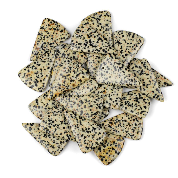 Cherry Tree Beads Dalmatian Jasper 28x42mm Top Front to Back Drilled Inverted Triangle Pendant - 1 per bag 