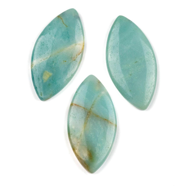 Cherry Tree Beads Amazonite 25x50mm Top Side Drilled Marquise Pendant with a Flat Back - 1 per bag Cherry Tree Beads Amazonite 25x50mm Top Side Drilled Marquise Pendant with a Flat Back - 1 per bag