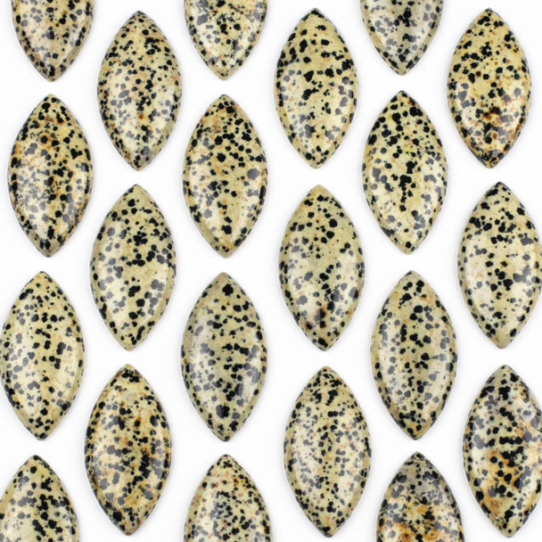 Cherry Tree Beads Dalmatian Jasper 25x50mm Top Side Drilled Marquise Pendant with a Flat Back - 1 per bag