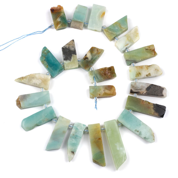 Amazonite Graduated 12x20-60mm Top Drilled Slab Beads - 15 inch strand