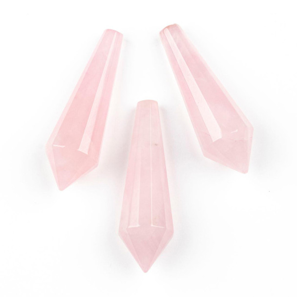 Cherry Tree Beads Rose Quartz 16x55mm Tapered Hexagon Pointed Specimen - 1 piece, no holes 