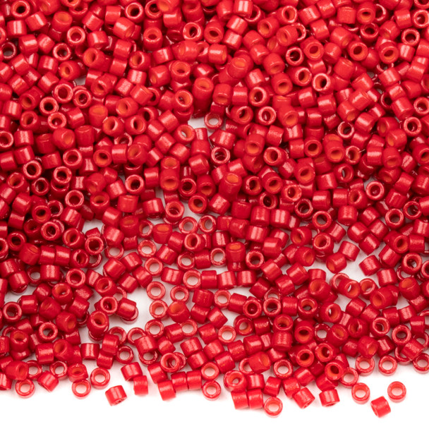 Miyuki 11/0 Dyed Opaque Red Delica Seed Beads - #DB791, 7 gram tube