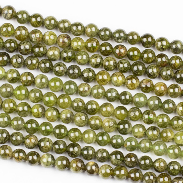 Cherry Tree Beads Green Garnet 6mm Round Beads - 15 inch strand 