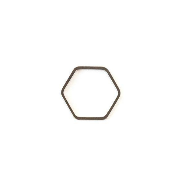 Gun Metal Colored Brass 16x17mm Hexagon Link - 6 per bag - ES7619gm